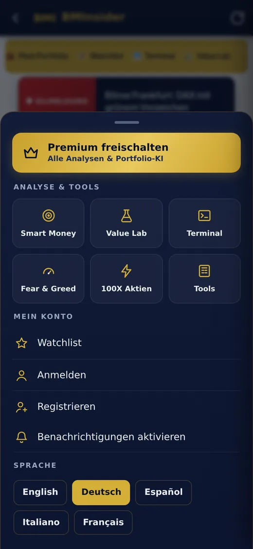 BMInsider App – Menü