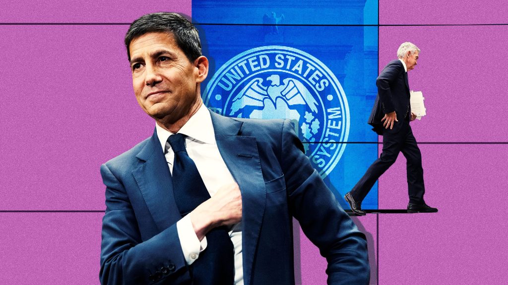 Kevin Warsh übernimmt die Federal Reserve von Jerome Powell, der das Gebäude verlässt — Symbolbild für den Fed-Pivot 2026