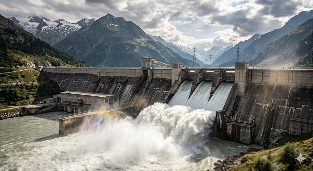 Österreichisches Wasserkraftwerk in den Alpen — Symbolbild für Verbund AG Deep Dive