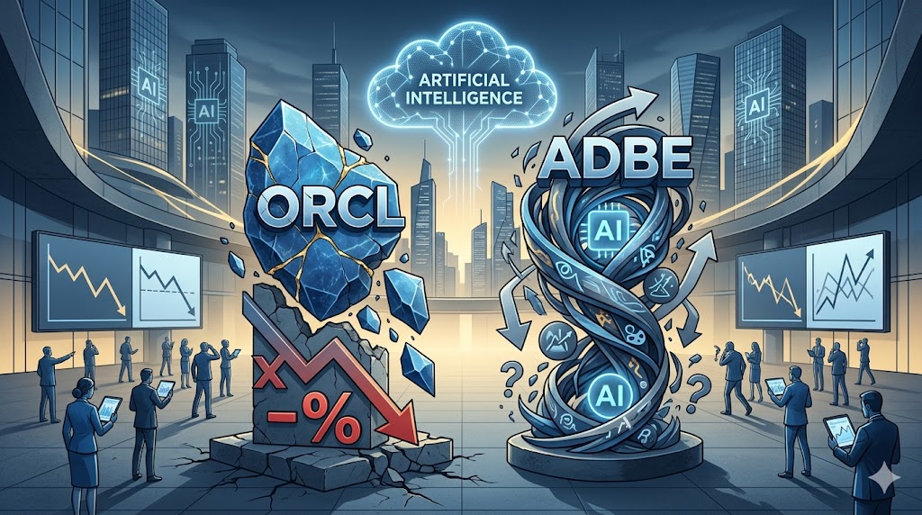 Oracle-Aktie ORCL bricht ein während Adobe ADBE unter KI-Cloud robust bleibt